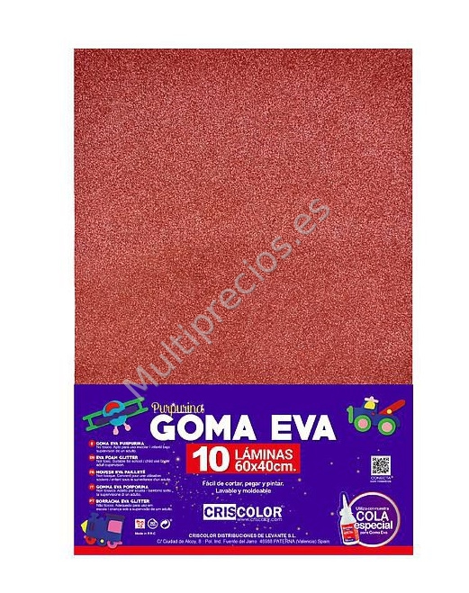 GOMA EVA GRANATE PURPURINA 40X60CM 10UDS (10)